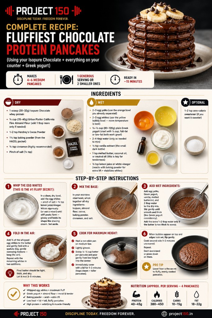 Chocolate protein pancakes recipe
